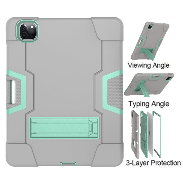 For iPad Pro 12.9 2021 / 2020 / 2019 Contrast Color Silicone + PC Protective Tablet Case with Holder