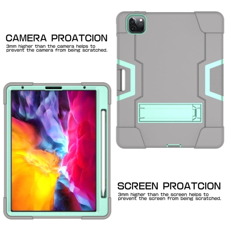 For iPad Pro 12.9 2021 / 2020 / 2019 Contrast Color Silicone + PC Protective Tablet Case with Holder