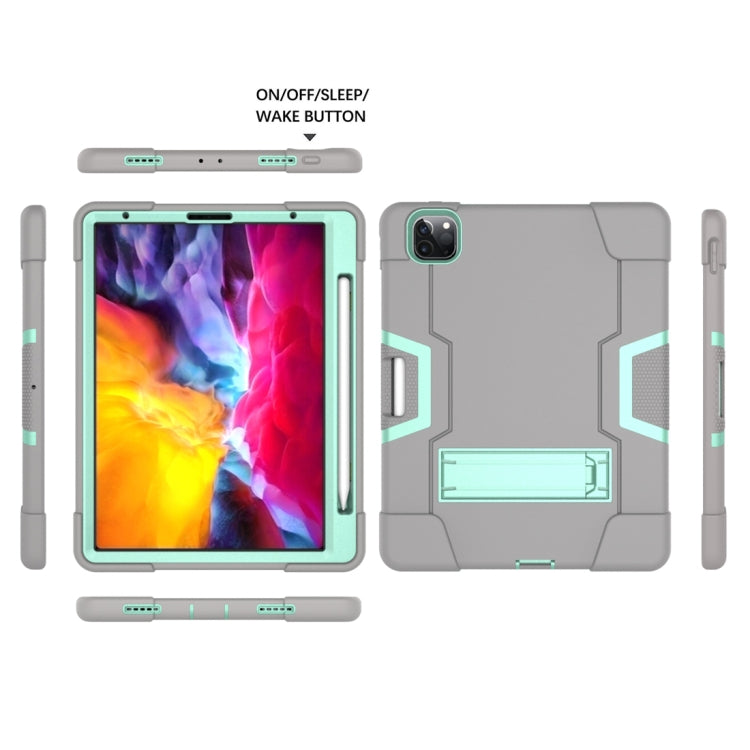 For iPad Pro 12.9 2021 / 2020 / 2019 Contrast Color Silicone + PC Protective Tablet Case with Holder