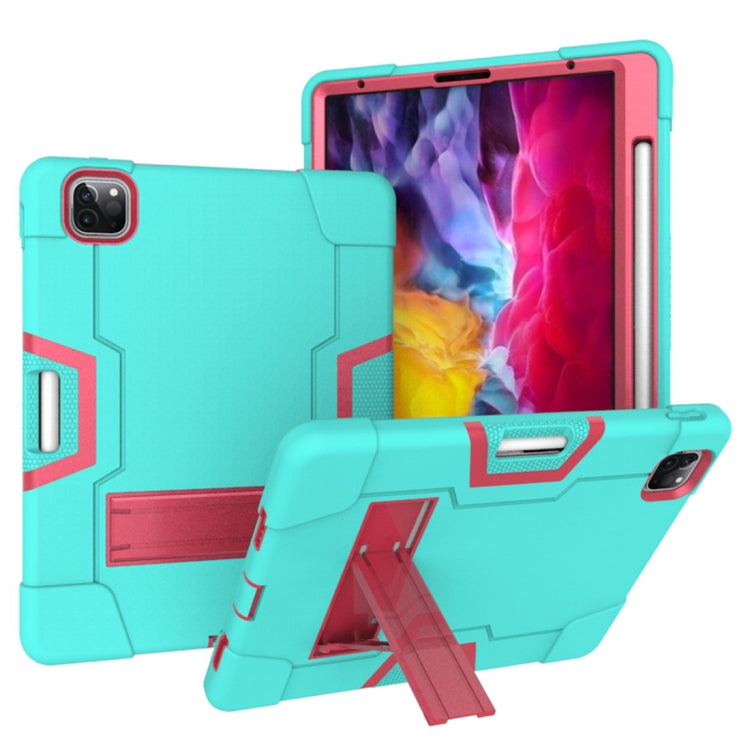 For iPad Pro 12.9 2021 / 2020 / 2019 Contrast Color Silicone + PC Protective Tablet Case with Holder