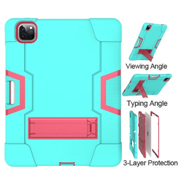 For iPad Pro 12.9 2021 / 2020 / 2019 Contrast Color Silicone + PC Protective Tablet Case with Holder