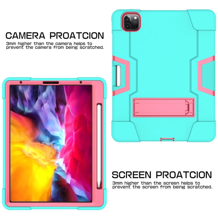 For iPad Pro 12.9 2021 / 2020 / 2019 Contrast Color Silicone + PC Protective Tablet Case with Holder