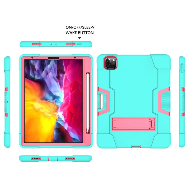 For iPad Pro 12.9 2021 / 2020 / 2019 Contrast Color Silicone + PC Protective Tablet Case with Holder