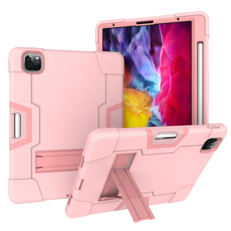 For iPad Pro 12.9 2021 / 2020 / 2019 Contrast Color Silicone + PC Protective Tablet Case with Holder