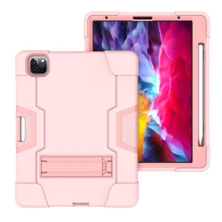 For iPad Pro 12.9 2021 / 2020 / 2019 Contrast Color Silicone + PC Protective Tablet Case with Holder