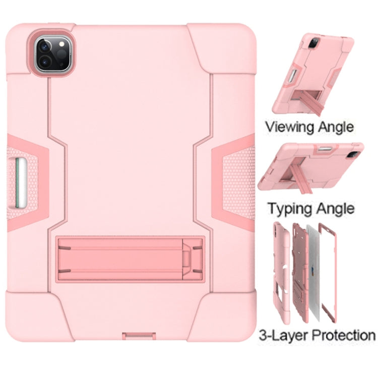 For iPad Pro 12.9 2021 / 2020 / 2019 Contrast Color Silicone + PC Protective Tablet Case with Holder