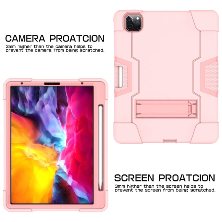 For iPad Pro 12.9 2021 / 2020 / 2019 Contrast Color Silicone + PC Protective Tablet Case with Holder