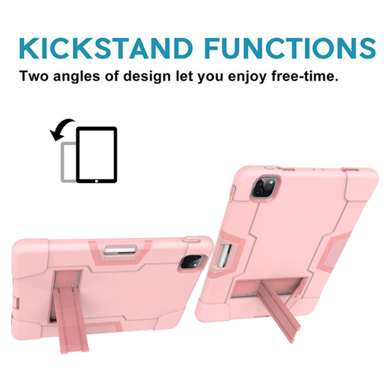 For iPad Pro 12.9 2021 / 2020 / 2019 Contrast Color Silicone + PC Protective Tablet Case with Holder