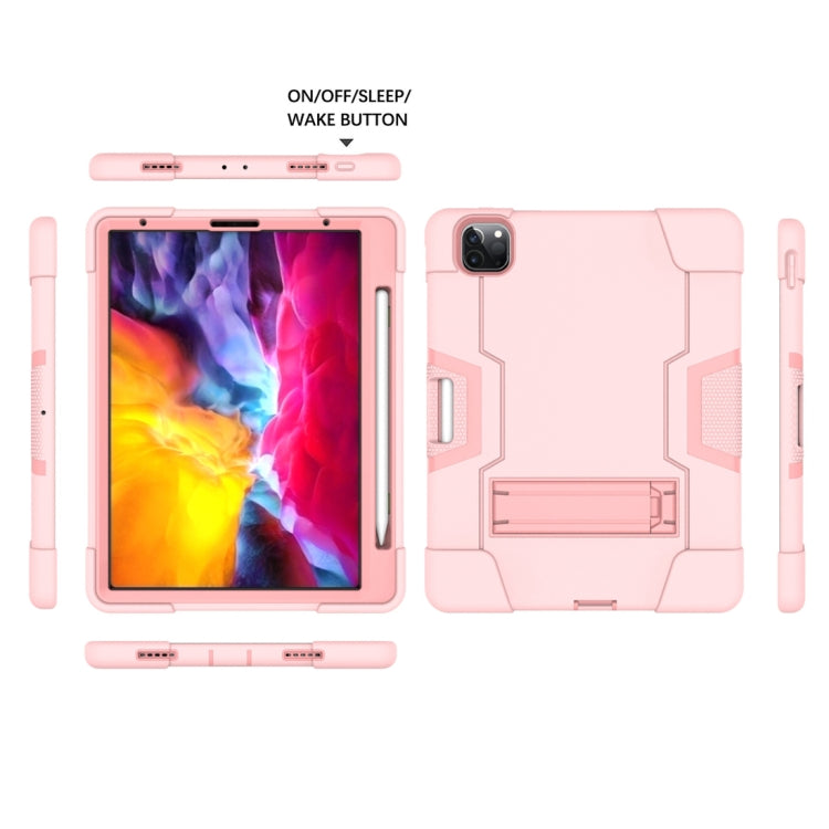 For iPad Pro 12.9 2021 / 2020 / 2019 Contrast Color Silicone + PC Protective Tablet Case with Holder