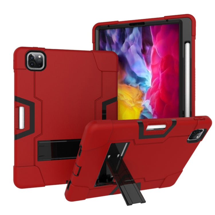For iPad Pro 12.9 2021 / 2020 / 2019 Contrast Color Silicone + PC Protective Tablet Case with Holder