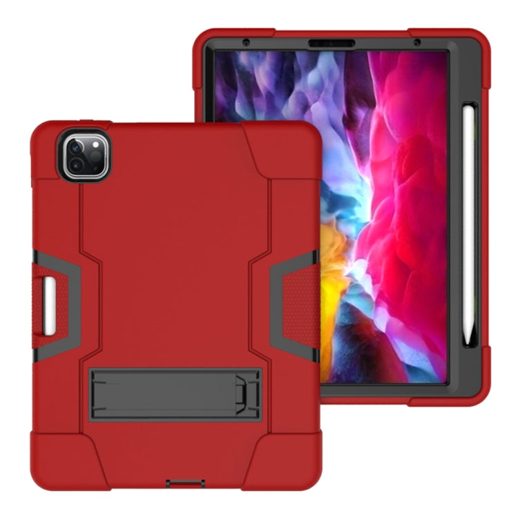 For iPad Pro 12.9 2021 / 2020 / 2019 Contrast Color Silicone + PC Protective Tablet Case with Holder