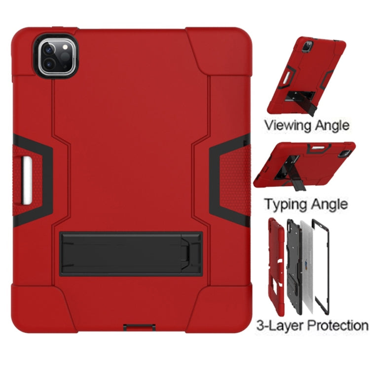 For iPad Pro 12.9 2021 / 2020 / 2019 Contrast Color Silicone + PC Protective Tablet Case with Holder