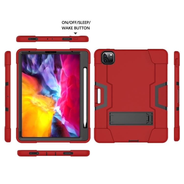 For iPad Pro 12.9 2021 / 2020 / 2019 Contrast Color Silicone + PC Protective Tablet Case with Holder