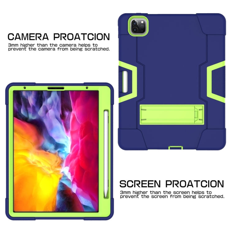 For iPad Pro 12.9 2021 / 2020 / 2019 Contrast Color Silicone + PC Protective Tablet Case with Holder