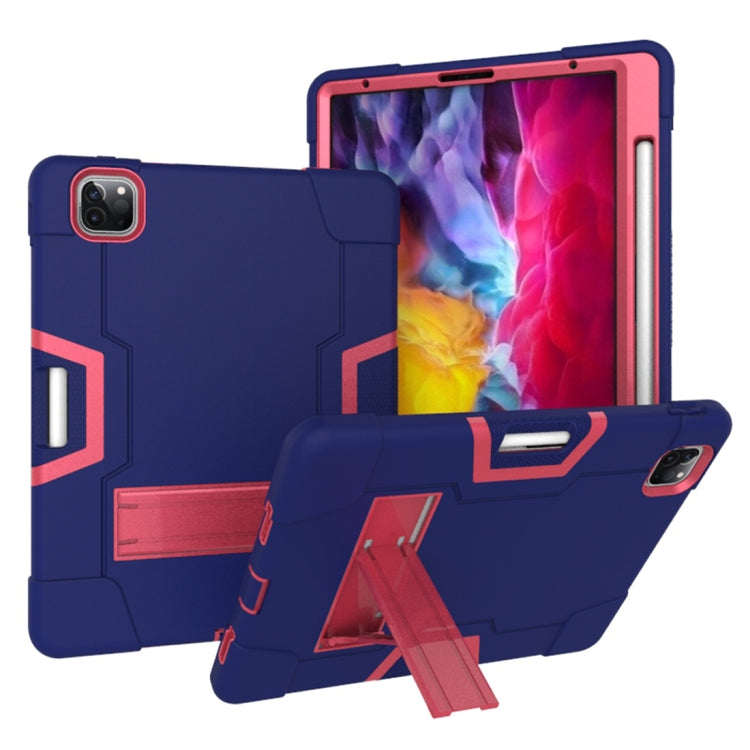 For iPad Pro 12.9 2021 / 2020 / 2019 Contrast Color Silicone + PC Protective Tablet Case with Holder