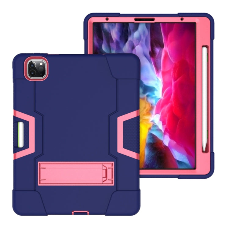 For iPad Pro 12.9 2021 / 2020 / 2019 Contrast Color Silicone + PC Protective Tablet Case with Holder