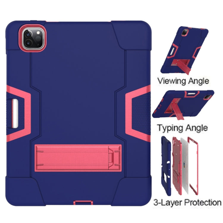 For iPad Pro 12.9 2021 / 2020 / 2019 Contrast Color Silicone + PC Protective Tablet Case with Holder