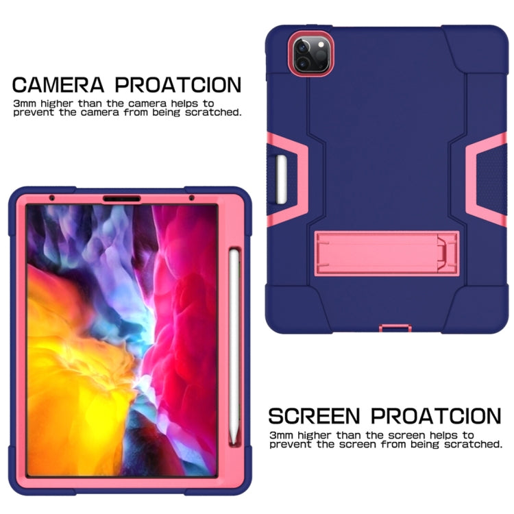 For iPad Pro 12.9 2021 / 2020 / 2019 Contrast Color Silicone + PC Protective Tablet Case with Holder