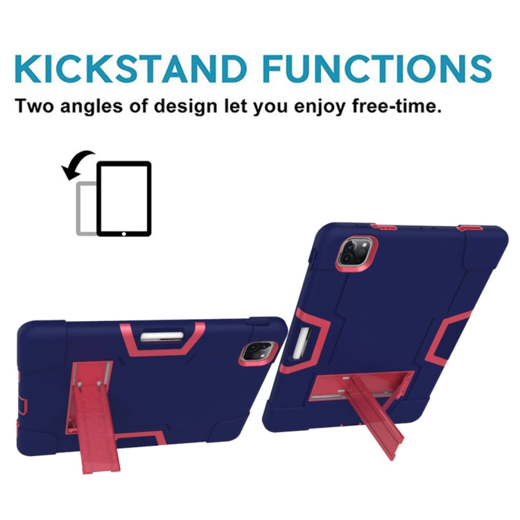 For iPad Pro 12.9 2021 / 2020 / 2019 Contrast Color Silicone + PC Protective Tablet Case with Holder