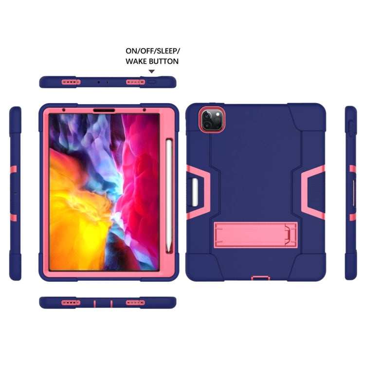 For iPad Pro 12.9 2021 / 2020 / 2019 Contrast Color Silicone + PC Protective Tablet Case with Holder