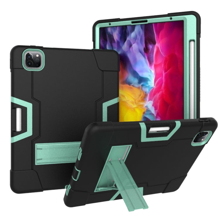 For iPad Pro 12.9 2021 / 2020 / 2019 Contrast Color Silicone + PC Protective Tablet Case with Holder