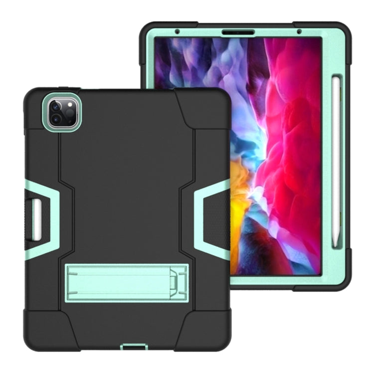 For iPad Pro 12.9 2021 / 2020 / 2019 Contrast Color Silicone + PC Protective Tablet Case with Holder