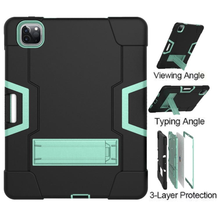 For iPad Pro 12.9 2021 / 2020 / 2019 Contrast Color Silicone + PC Protective Tablet Case with Holder
