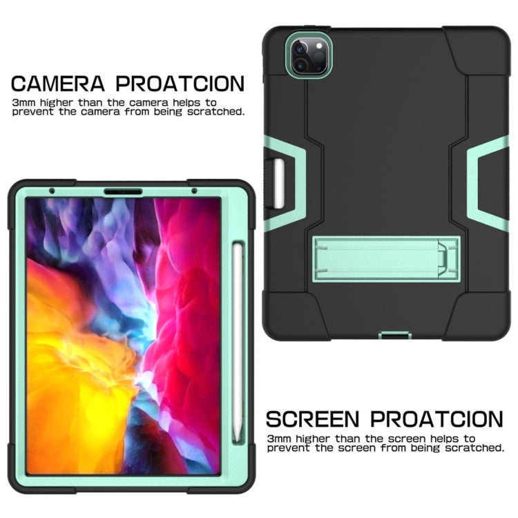 For iPad Pro 12.9 2021 / 2020 / 2019 Contrast Color Silicone + PC Protective Tablet Case with Holder