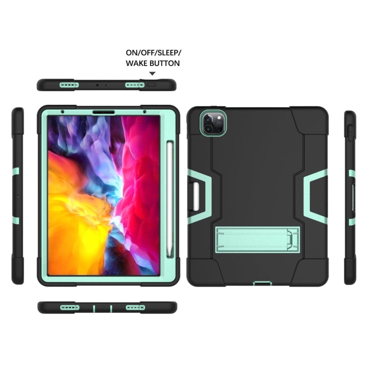 For iPad Pro 12.9 2021 / 2020 / 2019 Contrast Color Silicone + PC Protective Tablet Case with Holder