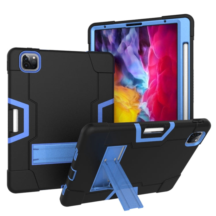 For iPad Pro 12.9 2021 / 2020 / 2019 Contrast Color Silicone + PC Protective Tablet Case with Holder