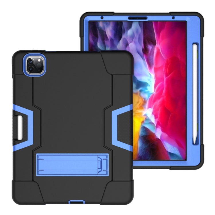 For iPad Pro 12.9 2021 / 2020 / 2019 Contrast Color Silicone + PC Protective Tablet Case with Holder