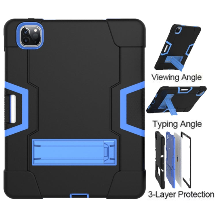 For iPad Pro 12.9 2021 / 2020 / 2019 Contrast Color Silicone + PC Protective Tablet Case with Holder