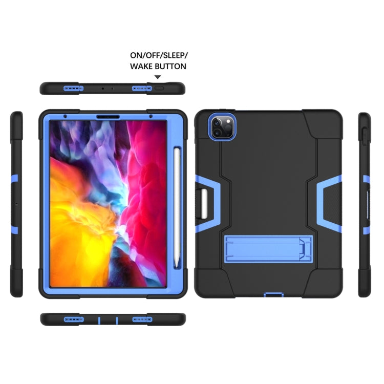 For iPad Pro 12.9 2021 / 2020 / 2019 Contrast Color Silicone + PC Protective Tablet Case with Holder