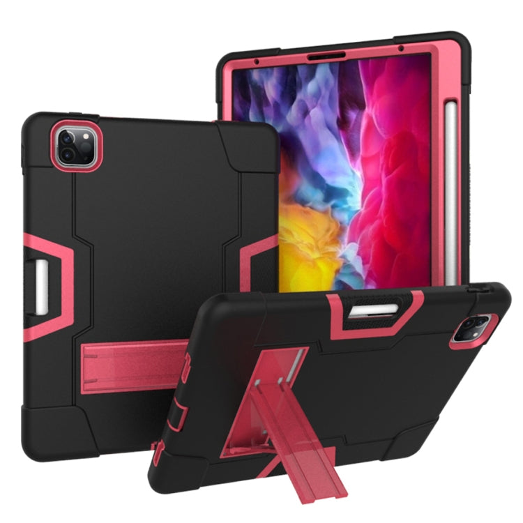 For iPad Pro 12.9 2021 / 2020 / 2019 Contrast Color Silicone + PC Protective Tablet Case with Holder