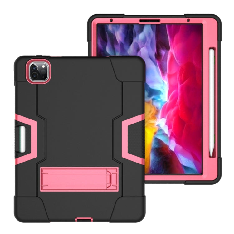 For iPad Pro 12.9 2021 / 2020 / 2019 Contrast Color Silicone + PC Protective Tablet Case with Holder