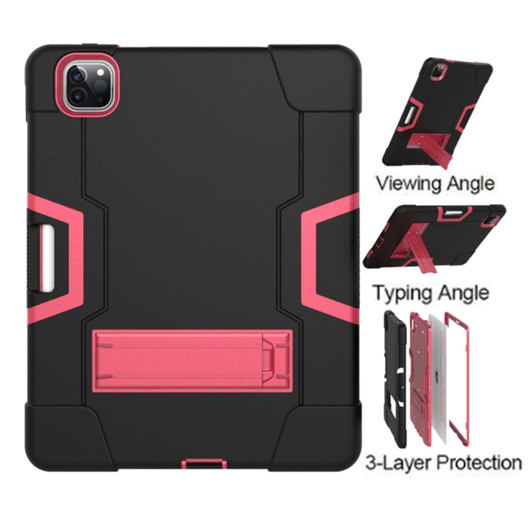 For iPad Pro 12.9 2021 / 2020 / 2019 Contrast Color Silicone + PC Protective Tablet Case with Holder