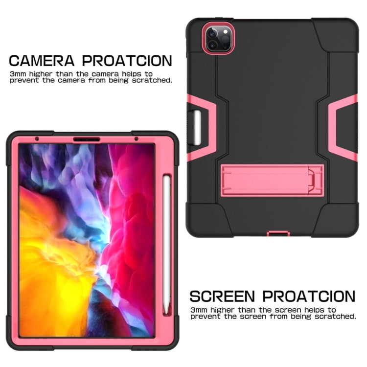 For iPad Pro 12.9 2021 / 2020 / 2019 Contrast Color Silicone + PC Protective Tablet Case with Holder