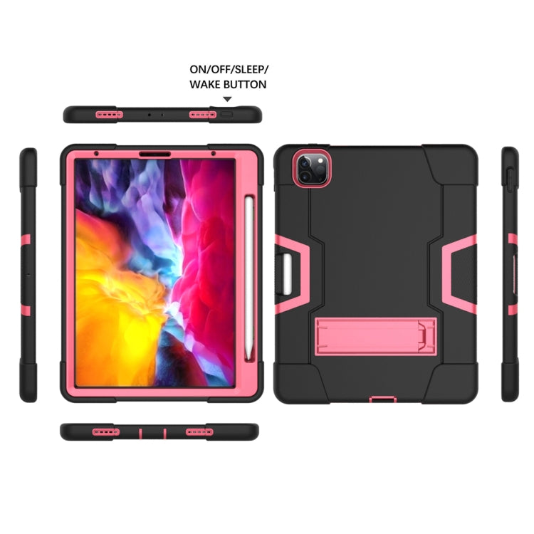 For iPad Pro 12.9 2021 / 2020 / 2019 Contrast Color Silicone + PC Protective Tablet Case with Holder