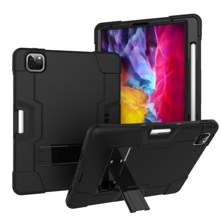 For iPad Pro 12.9 2021 / 2020 / 2019 Contrast Color Silicone + PC Protective Tablet Case with Holder