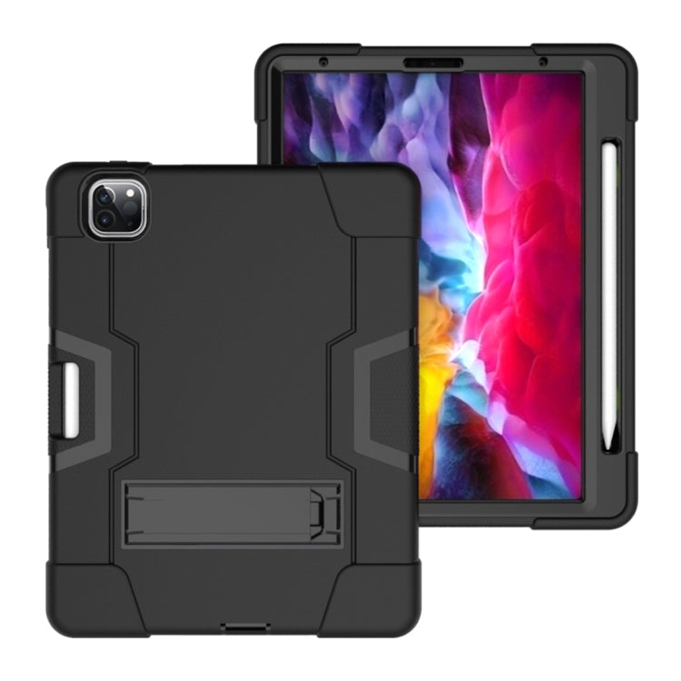 For iPad Pro 12.9 2021 / 2020 / 2019 Contrast Color Silicone + PC Protective Tablet Case with Holder