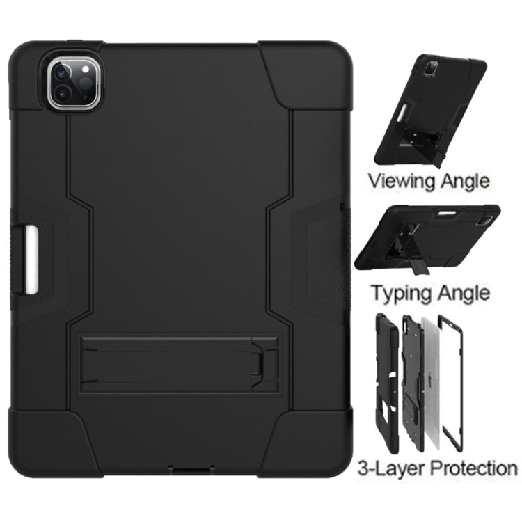 For iPad Pro 12.9 2021 / 2020 / 2019 Contrast Color Silicone + PC Protective Tablet Case with Holder