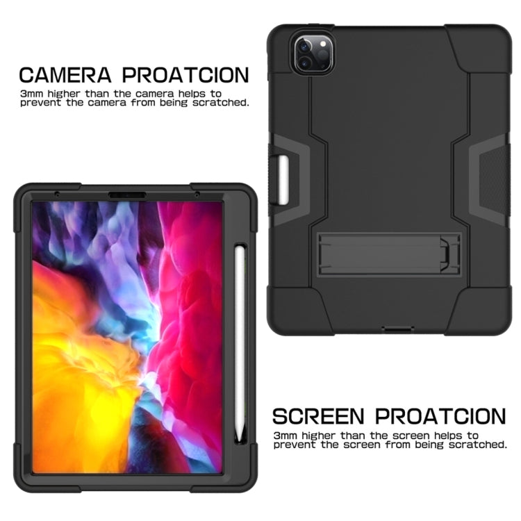For iPad Pro 12.9 2021 / 2020 / 2019 Contrast Color Silicone + PC Protective Tablet Case with Holder