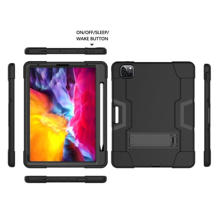 For iPad Pro 12.9 2021 / 2020 / 2019 Contrast Color Silicone + PC Protective Tablet Case with Holder