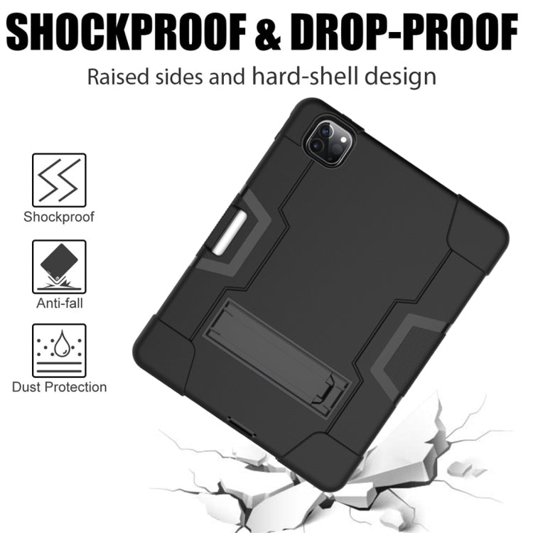For iPad Pro 12.9 2021 / 2020 / 2019 Contrast Color Silicone + PC Protective Tablet Case with Holder