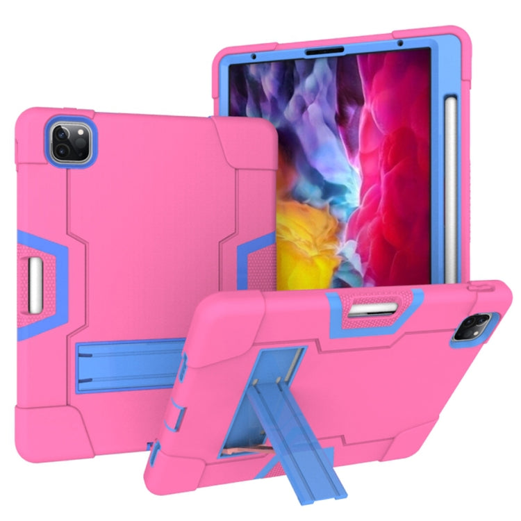 For iPad Pro 12.9 2021 / 2020 / 2019 Contrast Color Silicone + PC Protective Tablet Case with Holder
