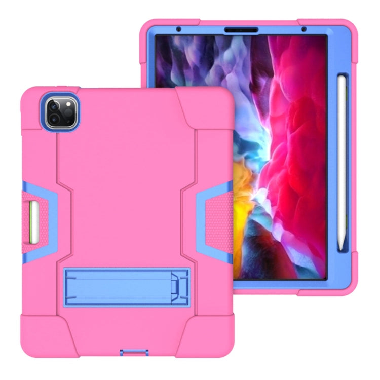 For iPad Pro 12.9 2021 / 2020 / 2019 Contrast Color Silicone + PC Protective Tablet Case with Holder
