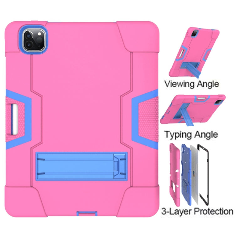 For iPad Pro 12.9 2021 / 2020 / 2019 Contrast Color Silicone + PC Protective Tablet Case with Holder