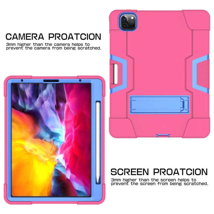 For iPad Pro 12.9 2021 / 2020 / 2019 Contrast Color Silicone + PC Protective Tablet Case with Holder