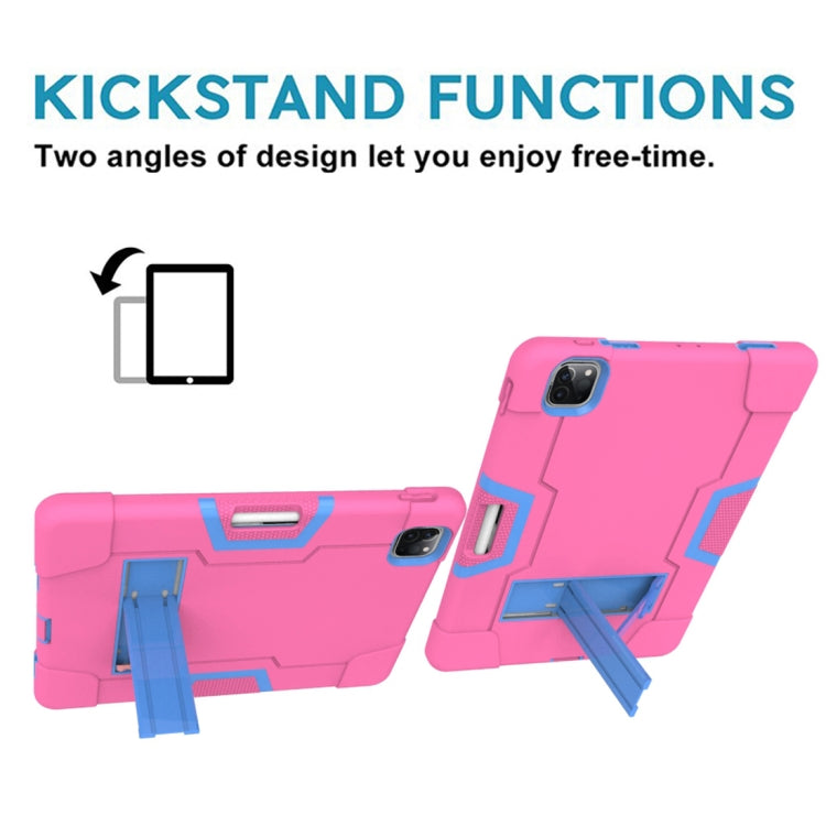 For iPad Pro 12.9 2021 / 2020 / 2019 Contrast Color Silicone + PC Protective Tablet Case with Holder