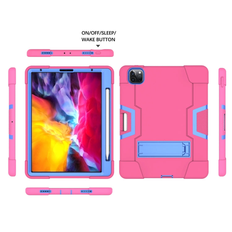 For iPad Pro 12.9 2021 / 2020 / 2019 Contrast Color Silicone + PC Protective Tablet Case with Holder